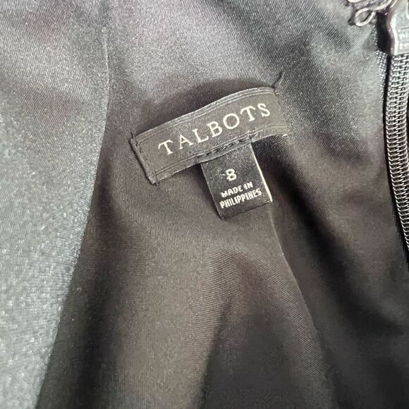 Talbots Dress Women's 8 Black & Red Bow Floral Jacquard A-Line Short Sleeve - Picture 4 of 10